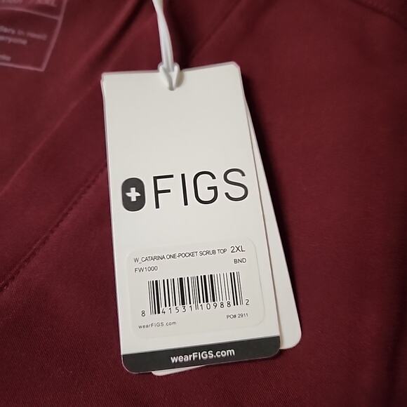 FIGS NWT Scrub Top Women’s XXL Catarina One Pocket Burgundy - Picture 2 of 4